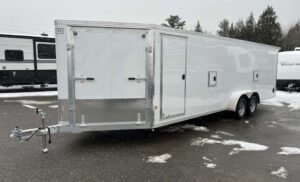 2024 E-Z Hauler 7×24 Aluminum 4-Place Drive In/Out w/Tapered Ramps, Rear Canopy