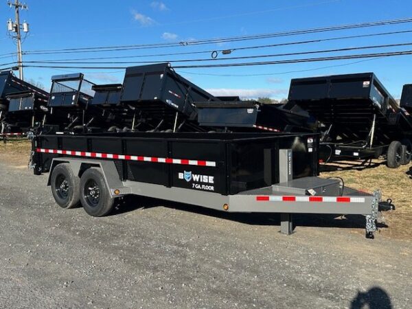 BWise 7 x 16 Heavy Duty Dump Trailer – Low Profile With Ramps
