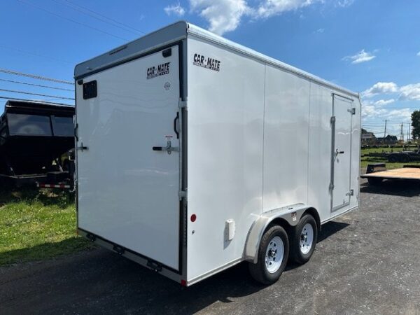 2025-CARMATE-7.5X16-ENCLOSED-CARGO-TRAILER-UTV-DOOR-RAMP-DOOR-1.jpg Carmate 7.5 x 16 Enclosed Cargo Trailer – UTV Door