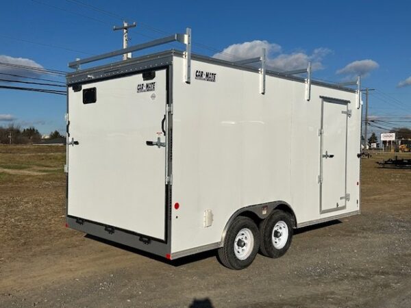 Car Mate 8.5 x 16 Enclosed Contractor Trailer – Ramp Door